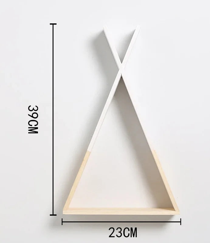 Étagère Murale Triangle en Bois – Rangement Design pour Salon, Chambre & Entrée