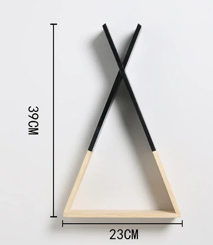 Étagère Murale Triangle en Bois – Rangement Design pour Salon, Chambre & Entrée