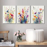 Set de 3 Affiches Aquarelle Fleurs – Impression sur Toile Décorative