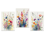 Set de 3 Affiches Aquarelle Fleurs – Impression sur Toile Décorative