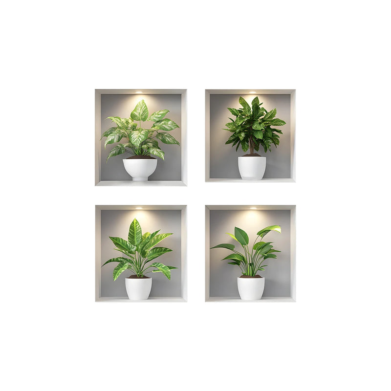 Stickers Muraux Plantes Vertes – Lot de 4