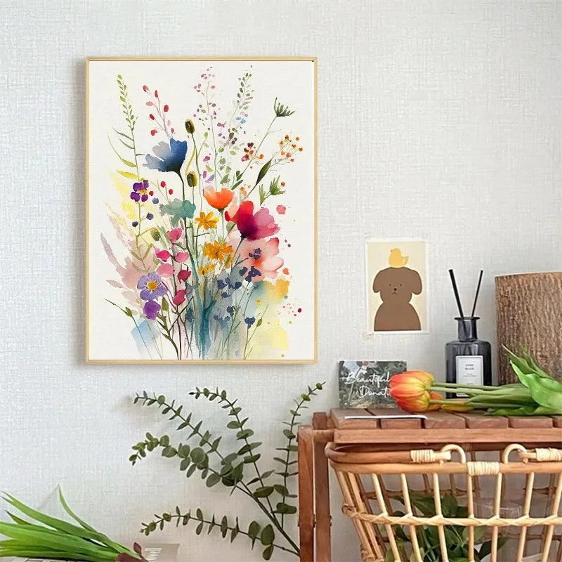 Set de 3 Affiches Aquarelle Fleurs – Impression sur Toile Décorative