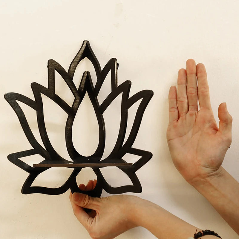 Étagère Murale Lotus – Décoration Zen pour Bougies & Objets Déco