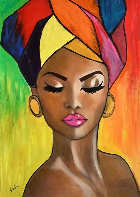 Tableau Abstrait Femme Africaine – Art sur Toile